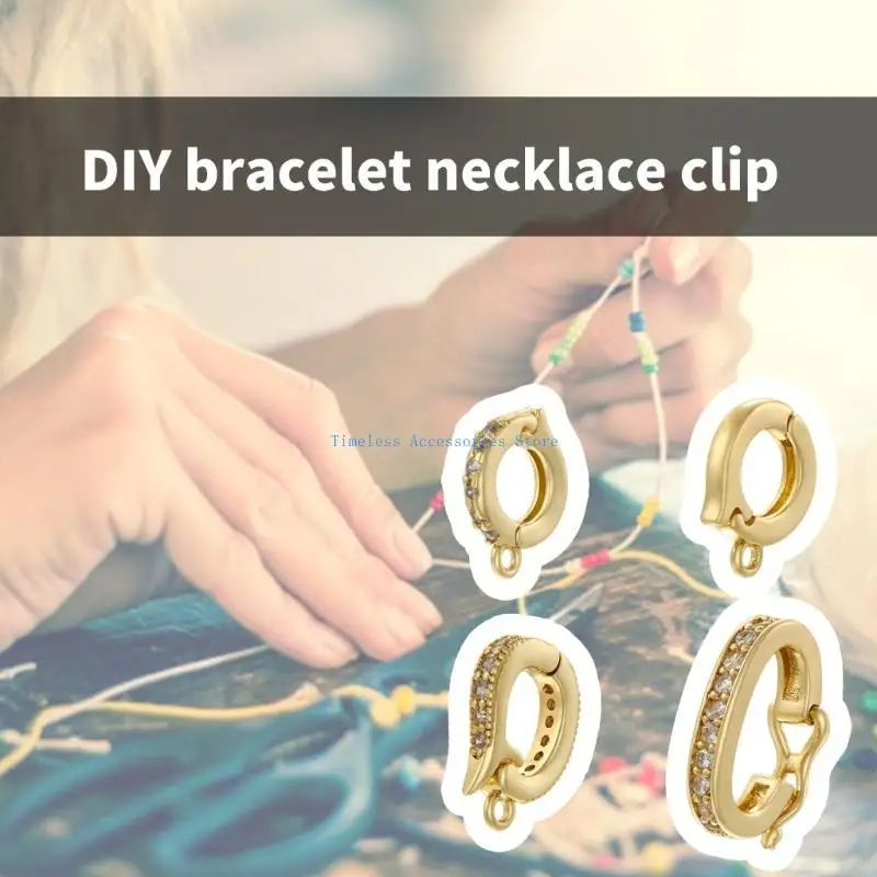 97QE แฟชั่น Push Clasp Connectors ประดับด้วย Cubic Zirconia ไข่มุกขนาดเล็ก Enhancer สำหรับสร้อยข้อมือทำอุปกรณ์