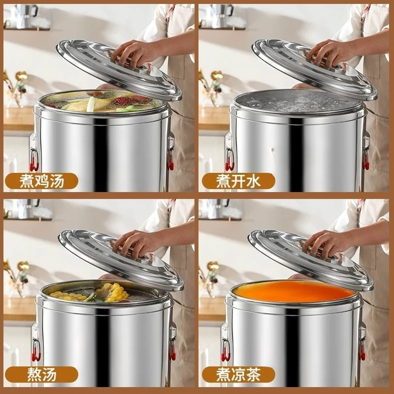 Commercial Electric Heating Steaming Pot Large Capacity Stainless Steel Double Layer Insulated Water Boiling Pot Herbal Tea