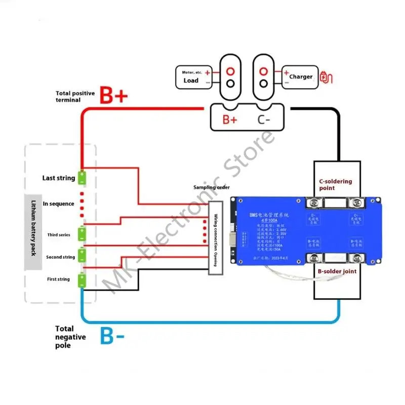 R2LF 4S LiFePO4 Battery Balance Charging Board Module 100A Discharge Current Overdischarge Short Circuits Protections