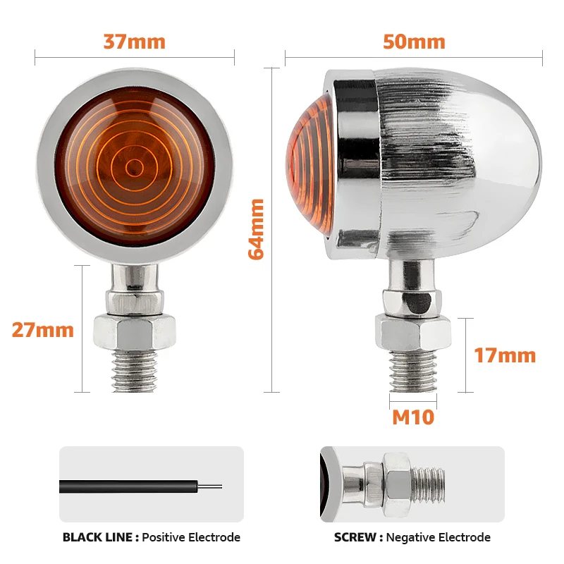 Chrome Bullet Motorcycle Turn Signal Indicator Light Retro Motorbike Blinker Lamp For Honda Yamaha Cafe Racer Bobber Signal Lamp