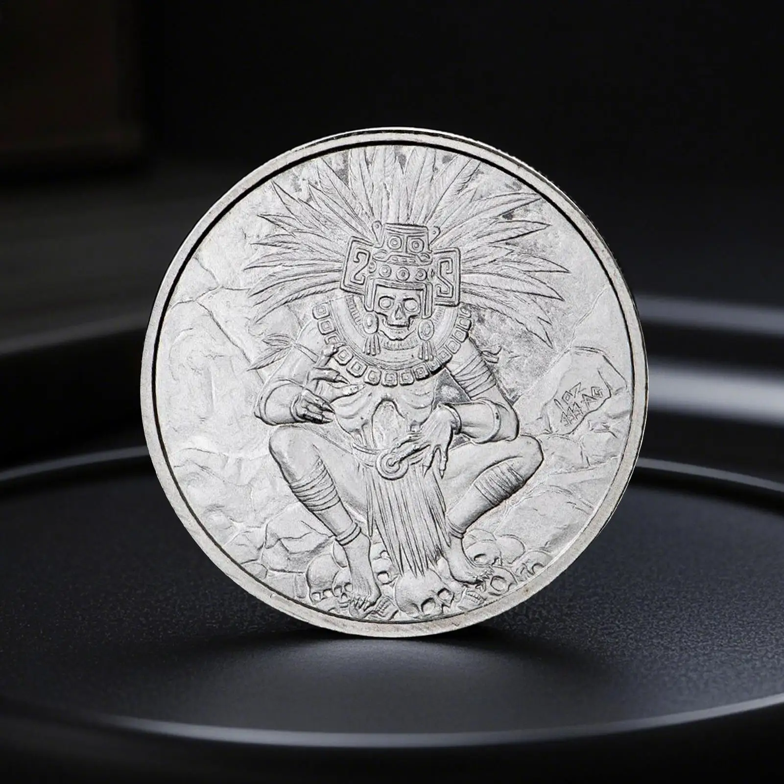 

A ztec God Of Death Commemorative Coin Challenge Coin Historical Keepsake Meaningful Souvenir Home Living Room Bedroom Display