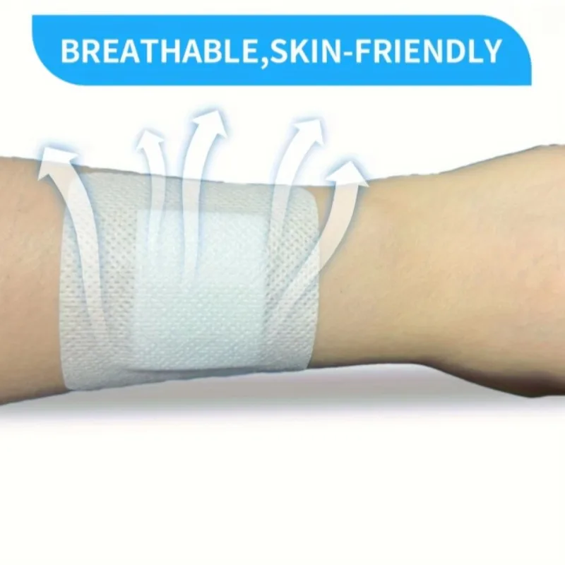 

50 шт. дышащих пластырей, мягкая нетканая ткань, легко заменяемые, с эластичной лентой для использования на открытом воздухе, легкая фиксация, мягкие для кожи.