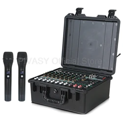 Professional 8-Way Mixer with Power Amplifier Microphone High Power Bluetooth Sound Package for Home Outdoor Stage Performance