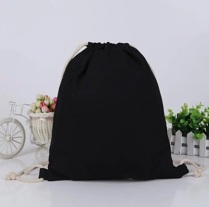 Canvas Rope Pulling Backpack Bag Halloween Handbag Shopping Cotton Canvas Tote Shoulder Bags Drawstring Storage Bag Wholesale