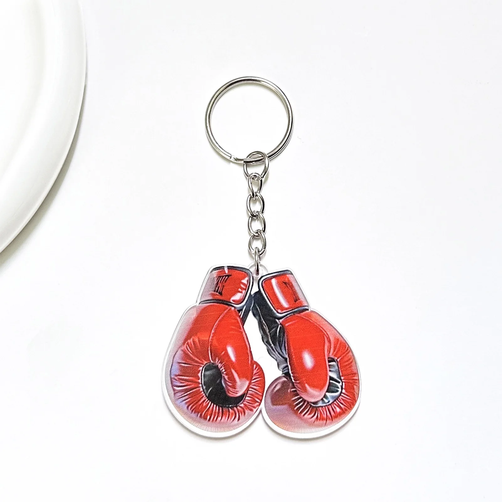 Durable Key Holder Acrylic Boxing Gloves Pendant for Sports Gym Bag Charm Cute Birthday Anniversary Gift Accessories