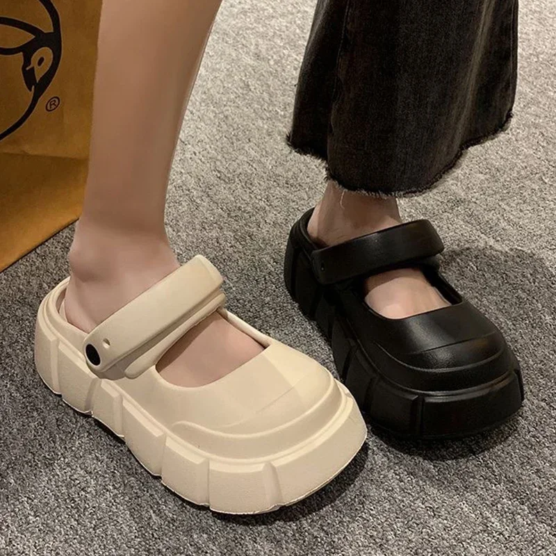 Женские летние сандалии на платформе Eva, модные нескользящие пляжные тапочки с закрытым носком 202, женские легкие сабо Мэри Джейн на толстой подошве