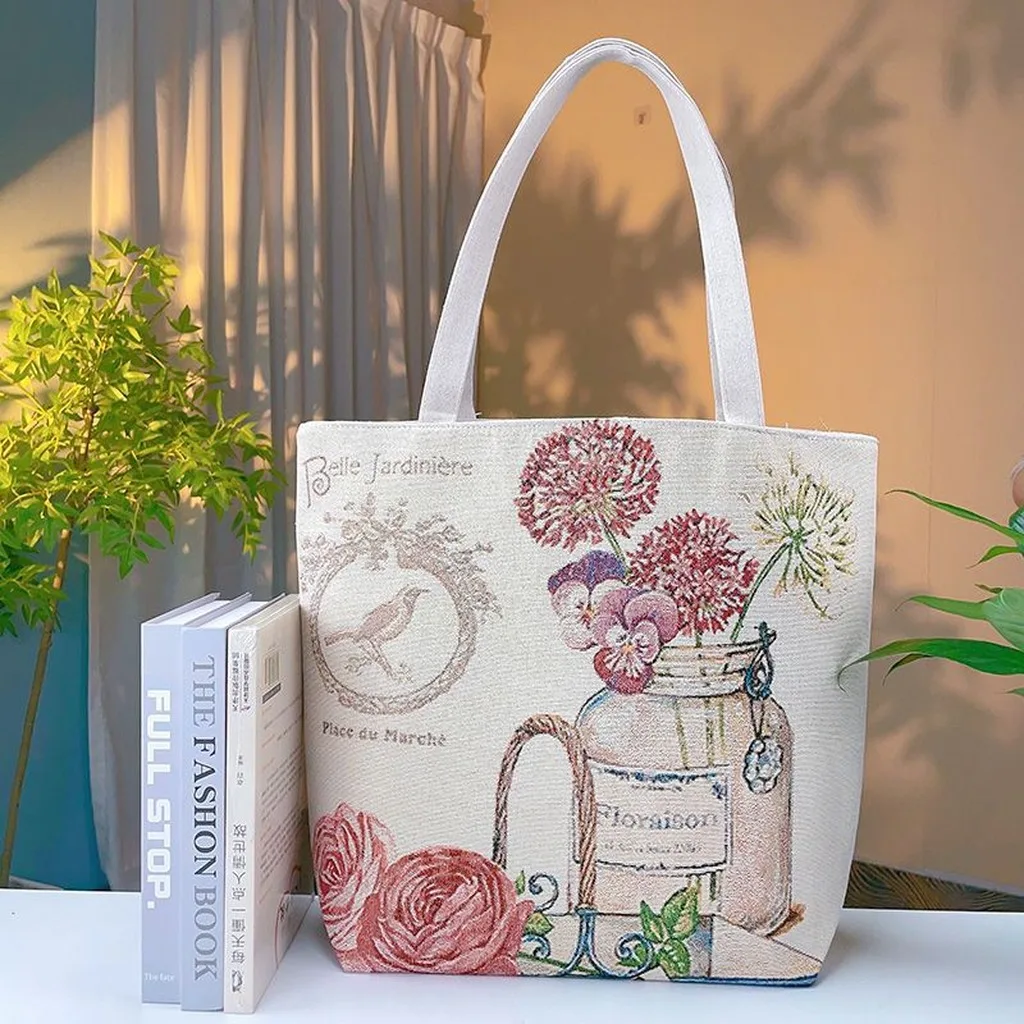 Travel Tote Bag Wear Resistant Floral Shoulder Bag Daily Commute Bag Lightweight For Daily Commute School Casual Shopping