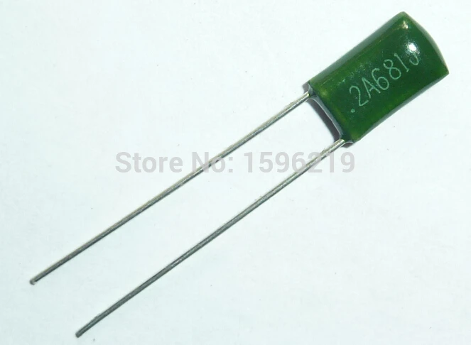 100 pces capacitor de filme mylar 100v 2a681j 680pf 0.68nf 2a681 5% capacitor de filme de poliéster