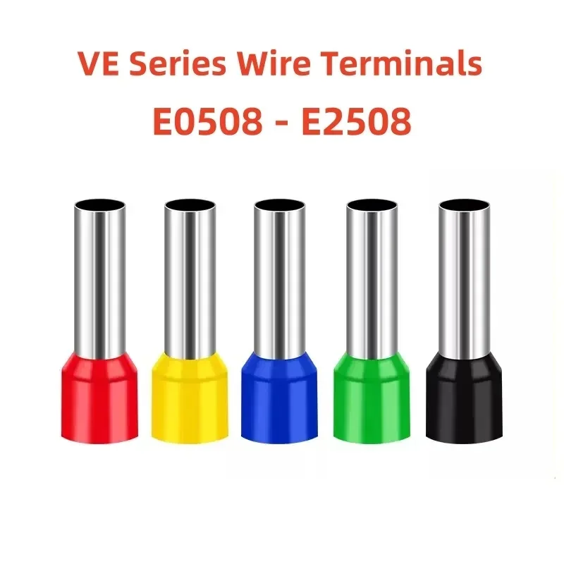 VE Series Insulated Cord End Terminals Tubular Wire Ferrules VE0508 VE0512 VE7508 To VE2508 For Terminal Block