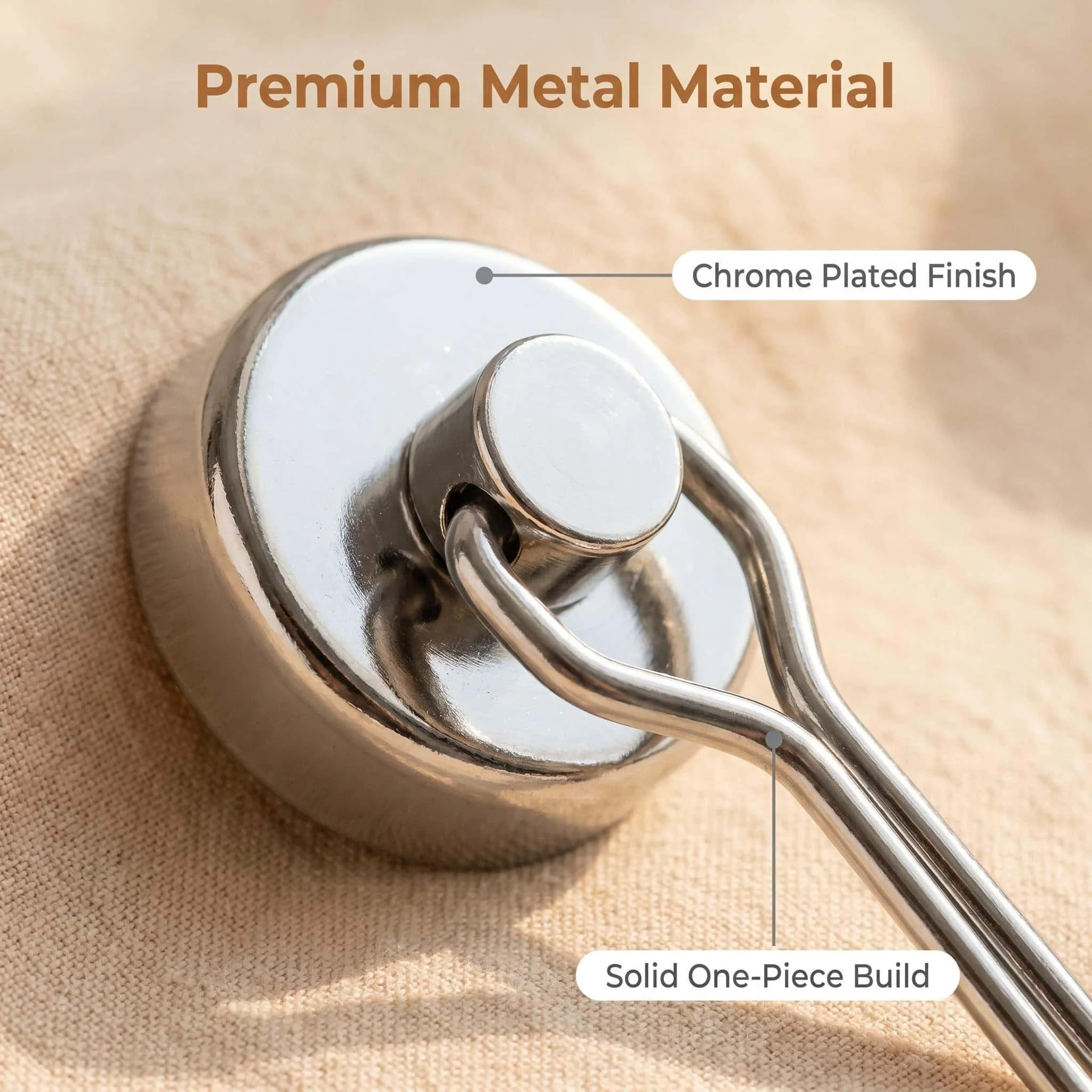 G16 Rotatable Strong Magnetic Hooks, Shiny Silver All-Metal Heavy Duty Magnet Hanger for Fridge, Iron Cabinet, Workshop Tool St