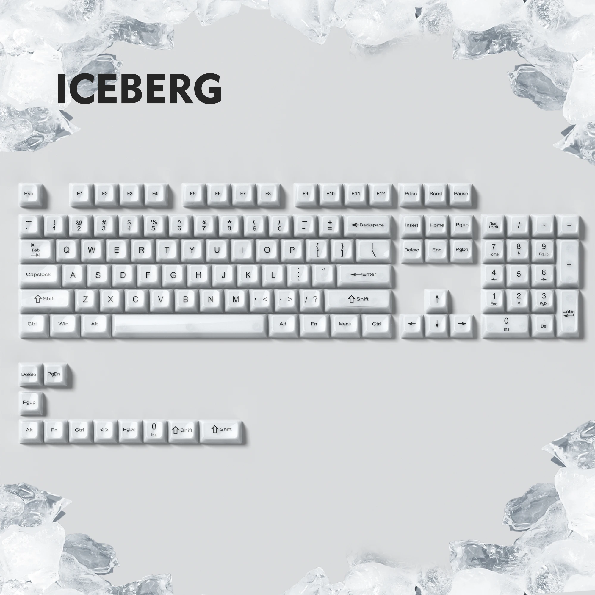 

115 Keys Fog White Transparent Clear Keycaps Crystal PC Keycap RGB Shine Through Key cap Cherry Profile for MX Switch Keyboar