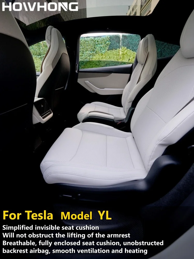 For Tesla Model YL New Car Seats Cover Nappa Leather YL Invisible Seat Cushions Ventilation High Quality Interior Accessories