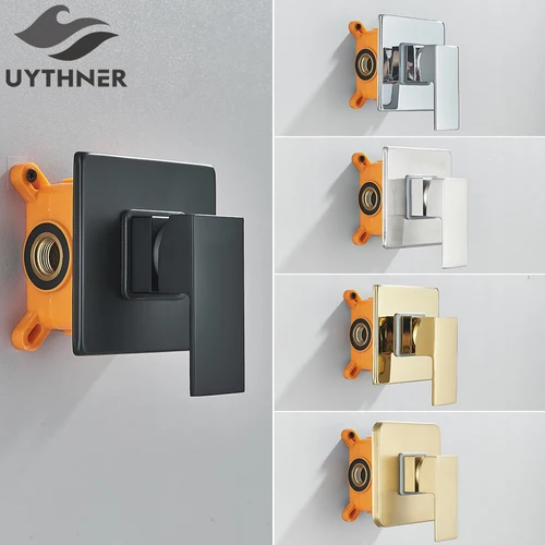 Imagen 1 del producto Uythner-grifo de ducha de latón dorado, válvula mezcladora, caja integrada oculta de 1 vía, válvula de ducha, válvula de Control de latón, montaje en pared