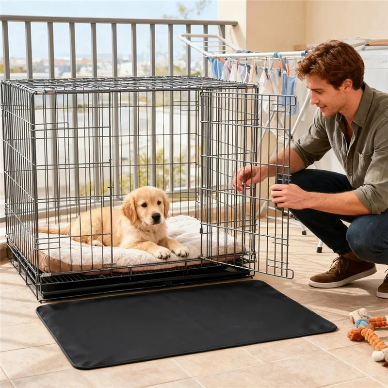 AB11-犬小屋用ケージマット、ペットケージの下に敷く大型防水プロテクター、厚手、48×36インチ