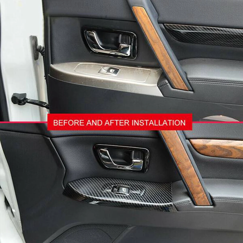Botão de elevação de vidro da janela de fibra de carbono do carro interruptor de guarnição remendo do painel de interruptor de vidro automotivo para mitsubishi pajero 2007-2019