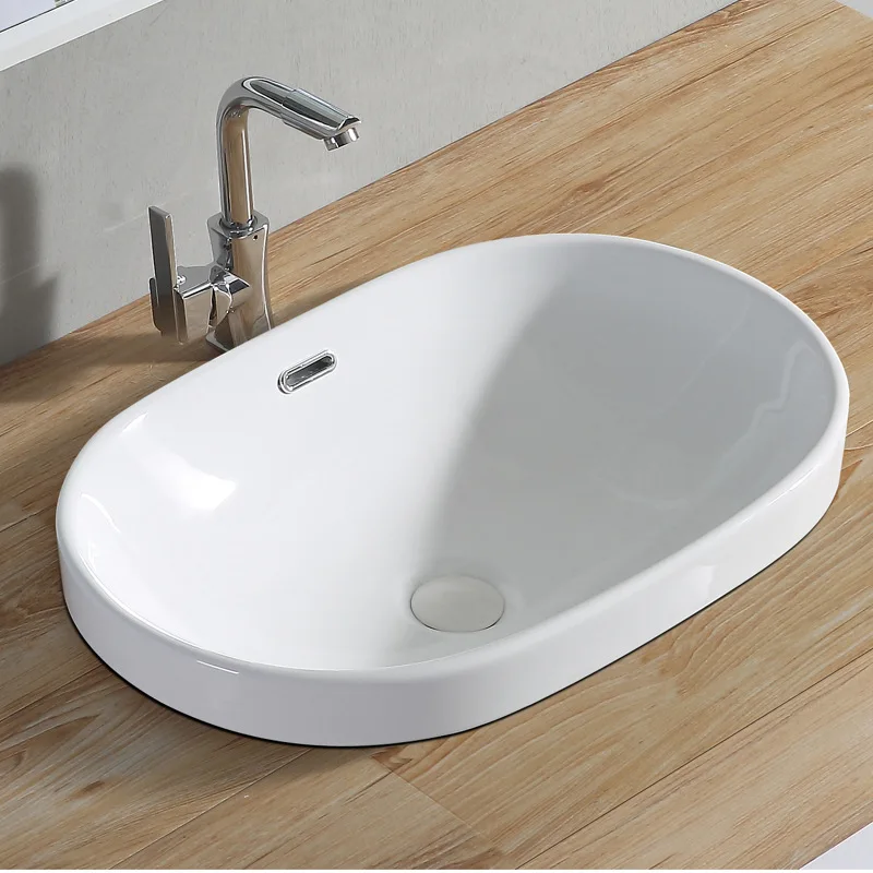 Ceramic semi-embedded table basin wash basin basin oval size size high temperature firing