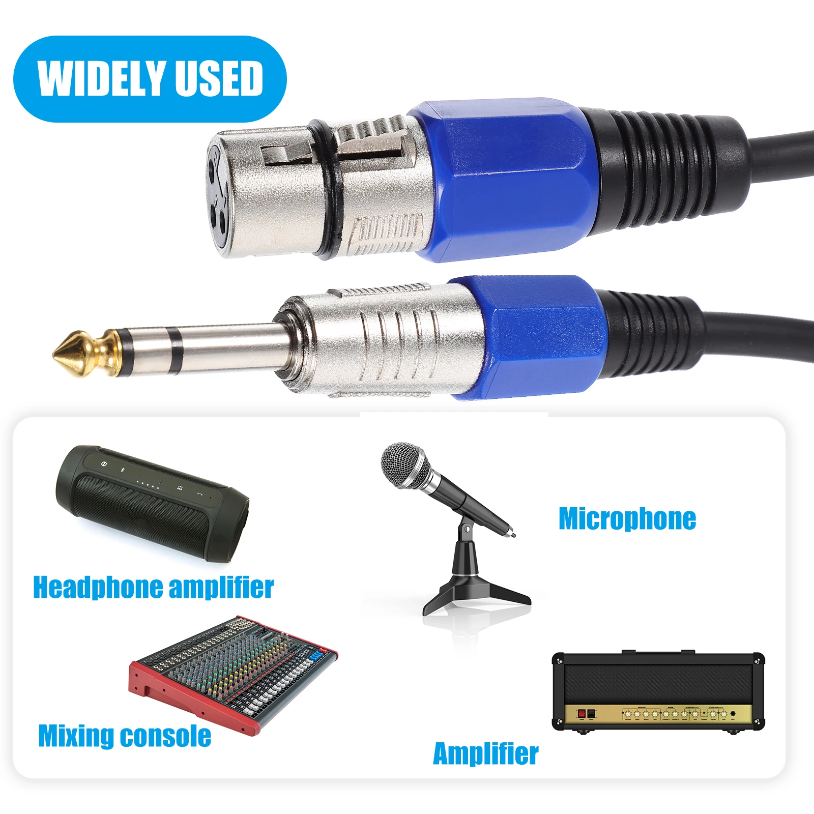 

2Pcs 6.35mm XLR Female Audio Cable 0.35m TRS to XLR Patch Cord Short Xlr Cable for Guitar Accessories Durable Connection