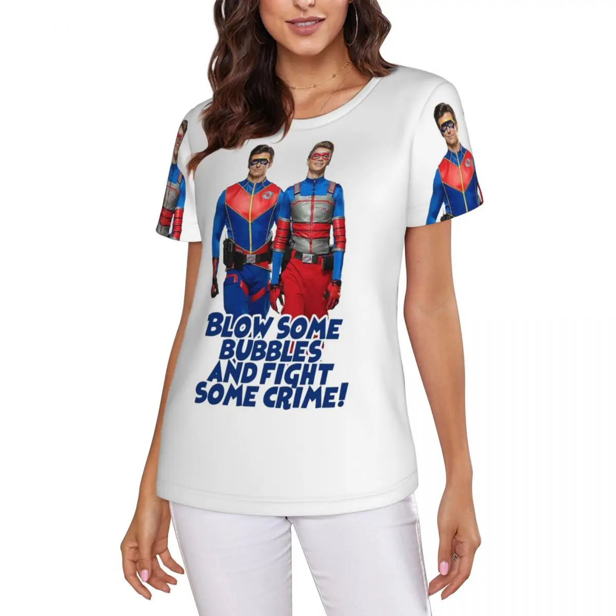 Blow Some Bubbles And Fight Some Crime Henry Danger T-Shirt Women Short Sleeve T Shirts Round Neck Clothing Cotton Summer Tees