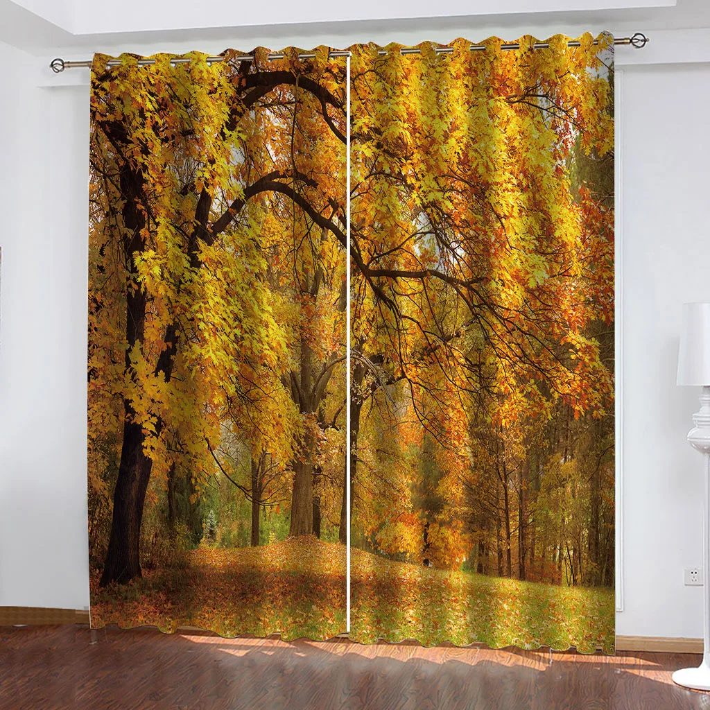 HUANZHUANG Woods and Trees Curtains 2 Panel Kids Boys Girls Living Room Bedroom Home Winodw Decor Free Delivery Free Shiping