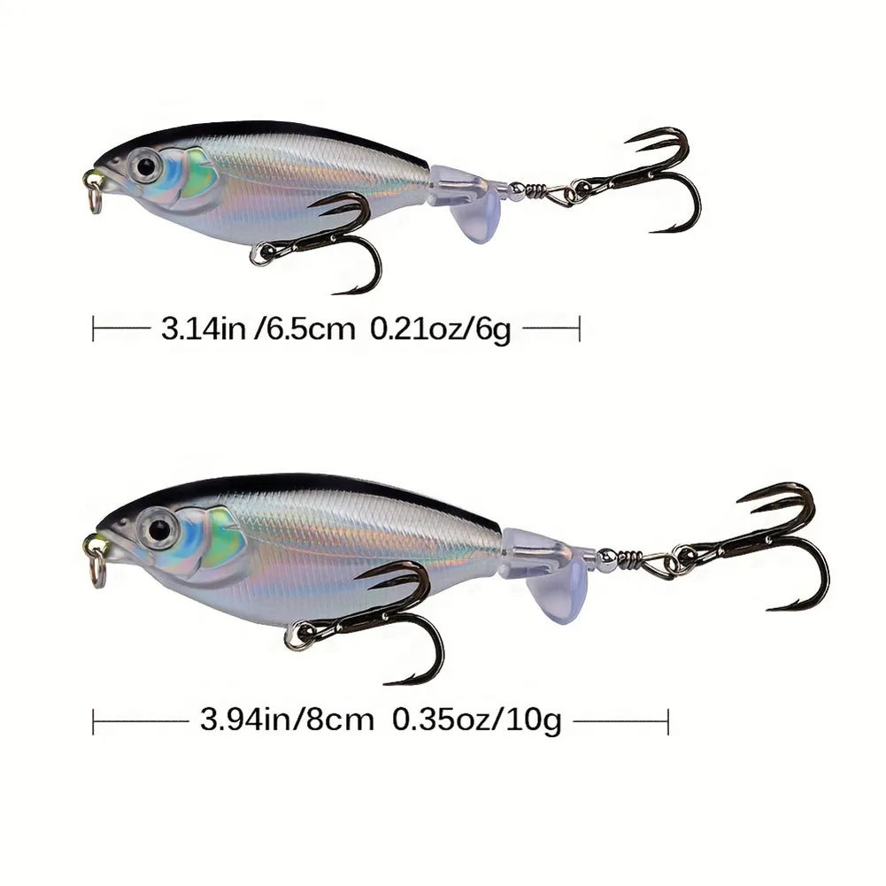 3PCS Top Water Bass Bait Lure With Propeller Tail Pencil Floating Lure For Freshwater Saltwater Fishing 6g/10g