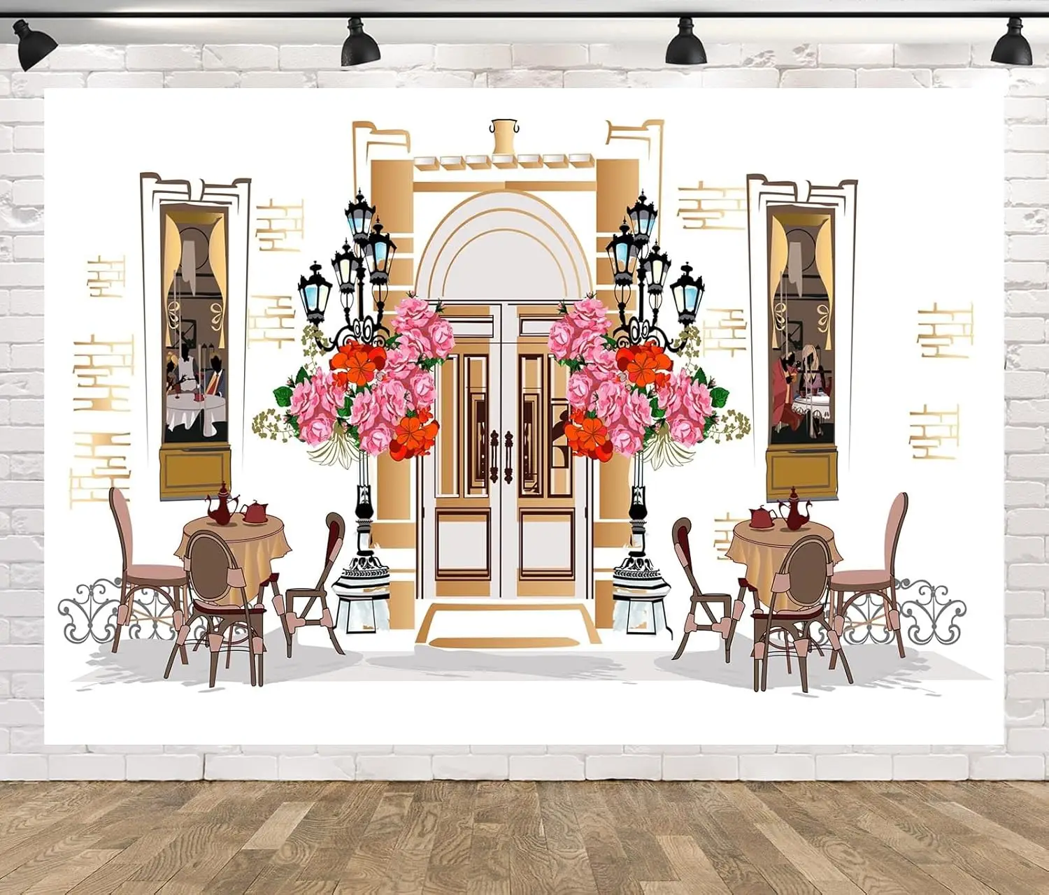 Street Cafe Hand Drawn Pictures Photography Backdrop French Retro Old Town Coffee Shop Girls Women Tea Party Decor Background
