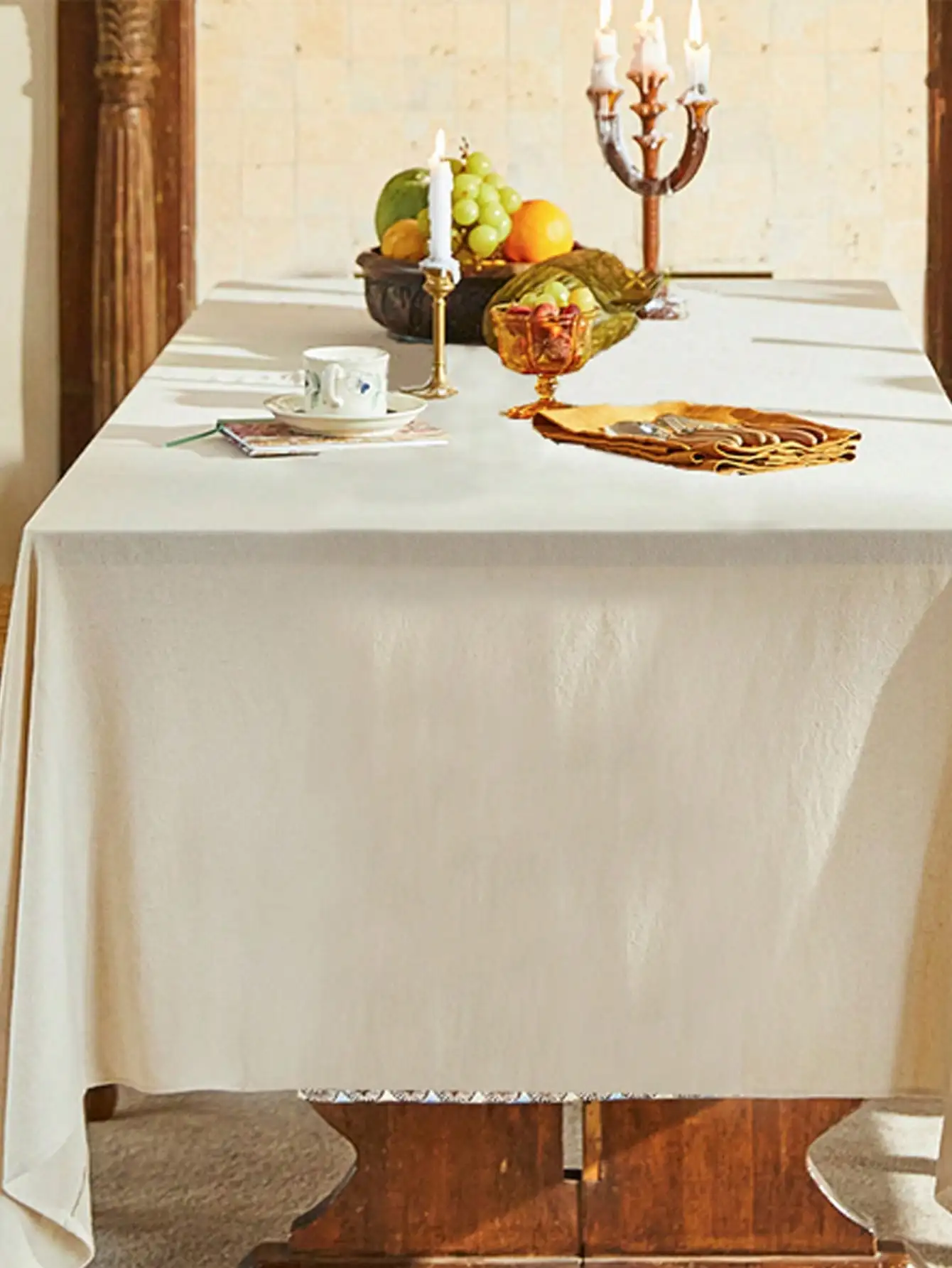Premium French Minimalist Solid Color Rectangular Tablecloth, Elegant Table Cover for Dining Table, Hotel, Restaurant, Kitchen,