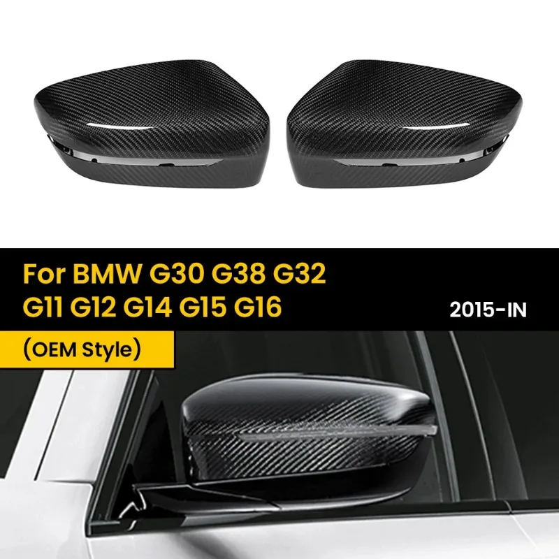 Real Dry Carbon Fiber Car Door Side Wing Rearview Mirror Cover Caps Glossy for BMW G30 G38 G32 G11 G12 G14 G15 G16 2015-IN