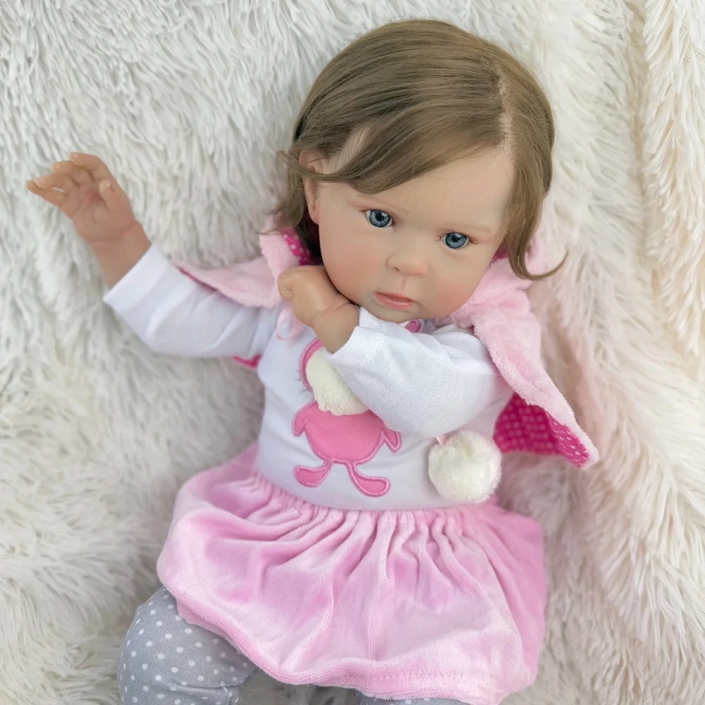 BZDOLL Boneca Reborn Realista de 50 CM (20 Polegadas), Feita à Mão com Pele 3D e Corpo de Pano com Veias, Boneca Doce e Fofa, Presente de Aniversário Perfeito