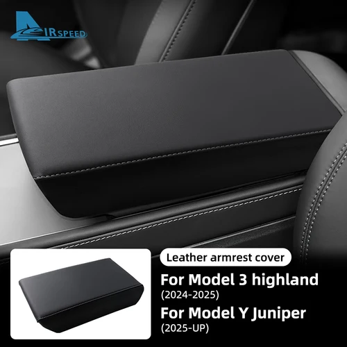 Imagen 2 del producto Caja de reposabrazos de cuero, cubierta protectora ABS para Tesla Model 3 Model Y 2017-2023 Highland 2024 Juniper 2025, accesorios de tapa de reposabrazos