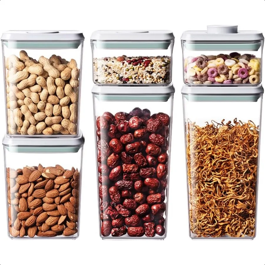 

Pop Food Storage Containers Set 6Pcs Airtight Containers with Lids for Kitchen Pantry Organizers and Storage One Button Opening