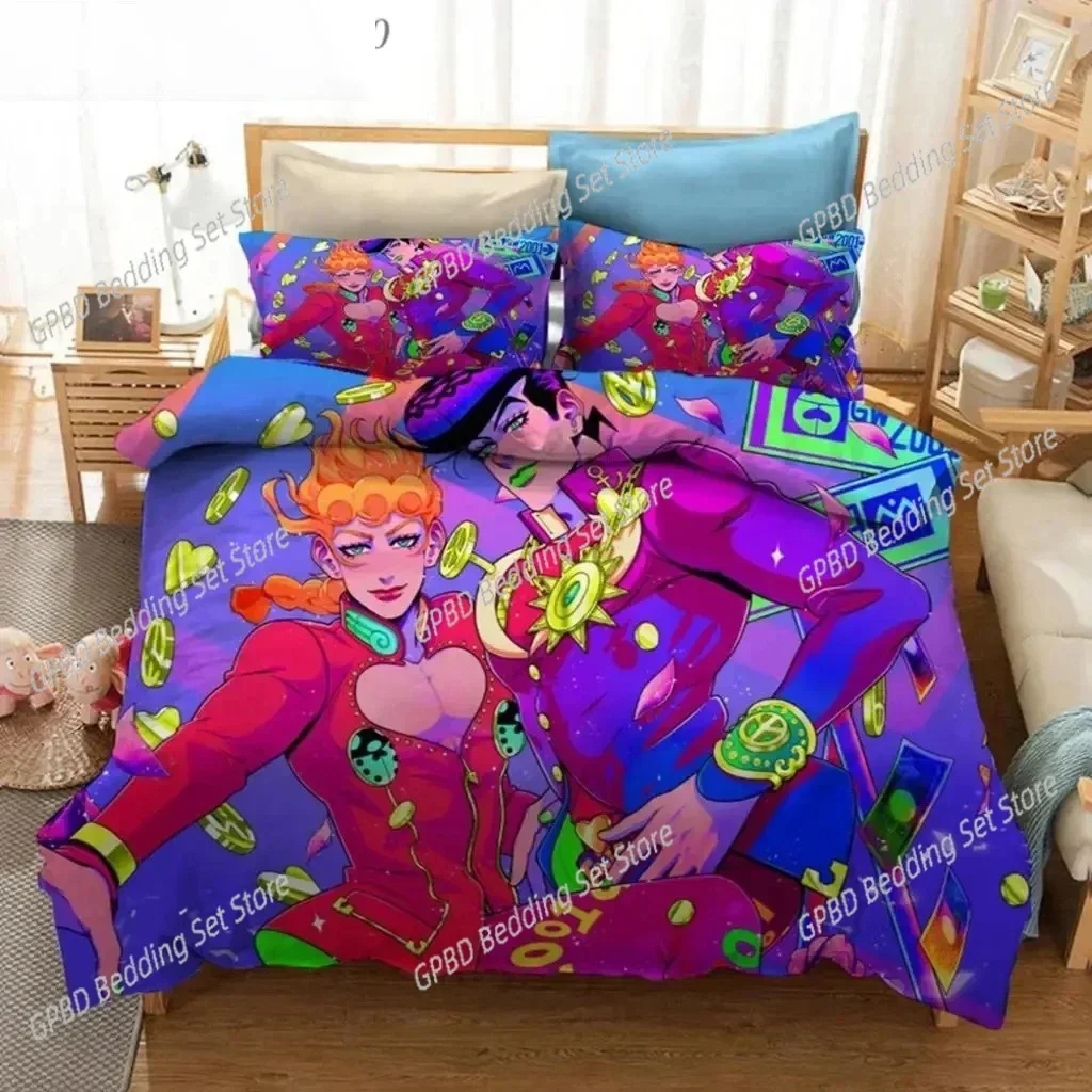 3D Print Anime JoJo Bizarre Adventure Jotaro Kujo Comfortable Duvet Cover Pillowcase Bedding Set Children Bedroom Decoration
