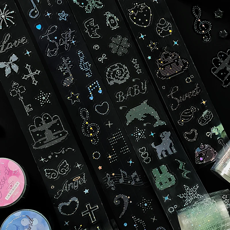 40mm * 3m Diamond Declaration Series Kawaii 3D Hot Stamping Die Cutting Tape DIY Diary Scrapbook Aesthetic Stationery Supplies