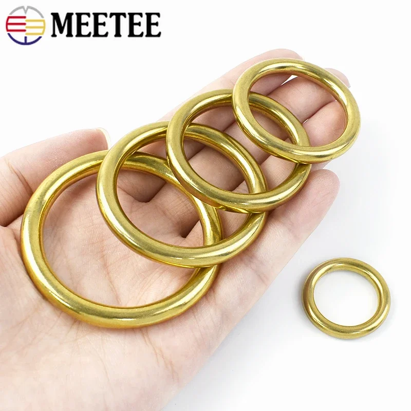 2/5/10Pcs Solid Brass O Ring Seamless Rings Buckle Hook Belt for Webbing Bag Stap Pet Collar Keychain Clasp DIY Leather Hardware