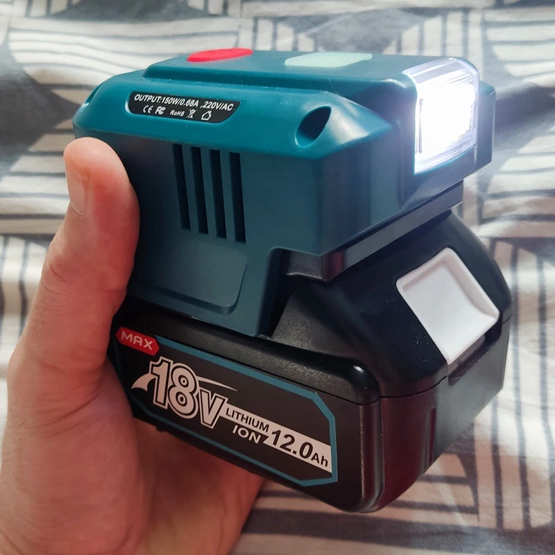 Voor Makita 18V 150W Draagbare Voeding Omvormer Lithium Batterij Met AC Stopcontact En Dual Usb 200lm Led Licht 220V