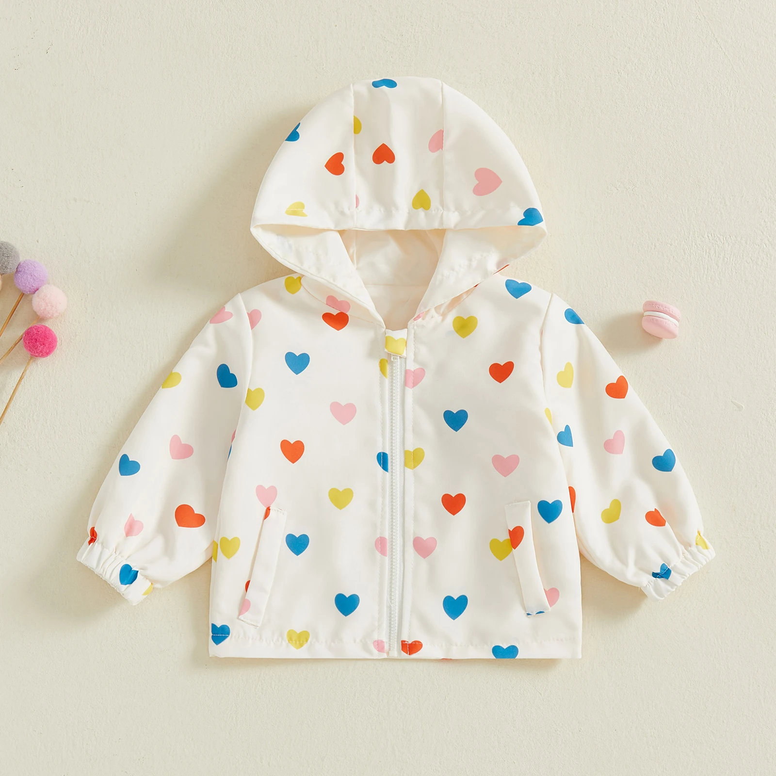 Toddler Girl Fall Fashion Hoodies Long Sleeve Heart/Guitar Print Zip Up Hooded Sweatshirt Kid Jacket Baby Outerwear