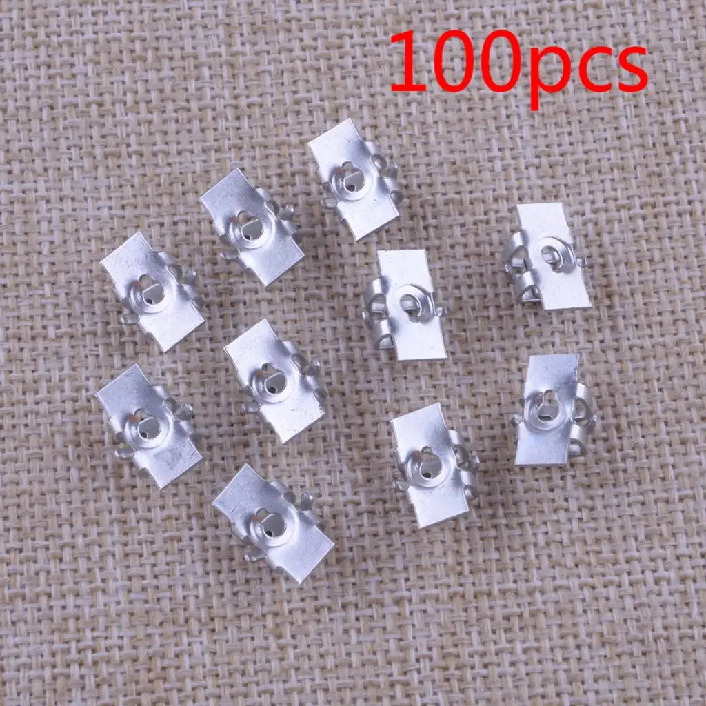 100Pcs Silver Radiator Grille Push Nut 15703799 10215577 11570654 Fit for GM Trucks C K 1 2 3 Dorman 42136 Auveco 18153 PAS9199