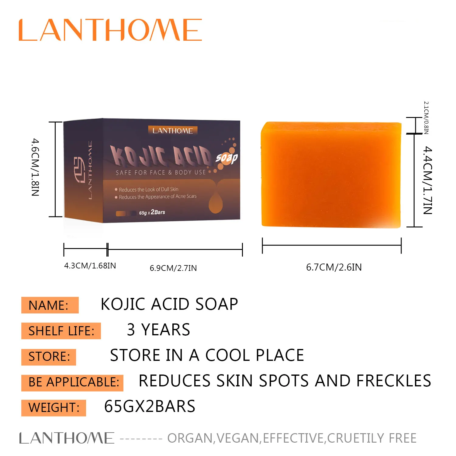 130g Kojic acid soap skin whitening soap Remove dark spots moisturizing Improve skin tone Retinol hand-made soap bodycare