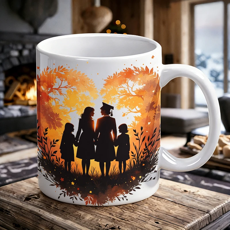 

Family and Graduate Silhouette Ceramic Mug, Coffee Mug, Milk Mug, Office Tea Cup, Drinking Cup, Gift for Friends, Fade-Resistant