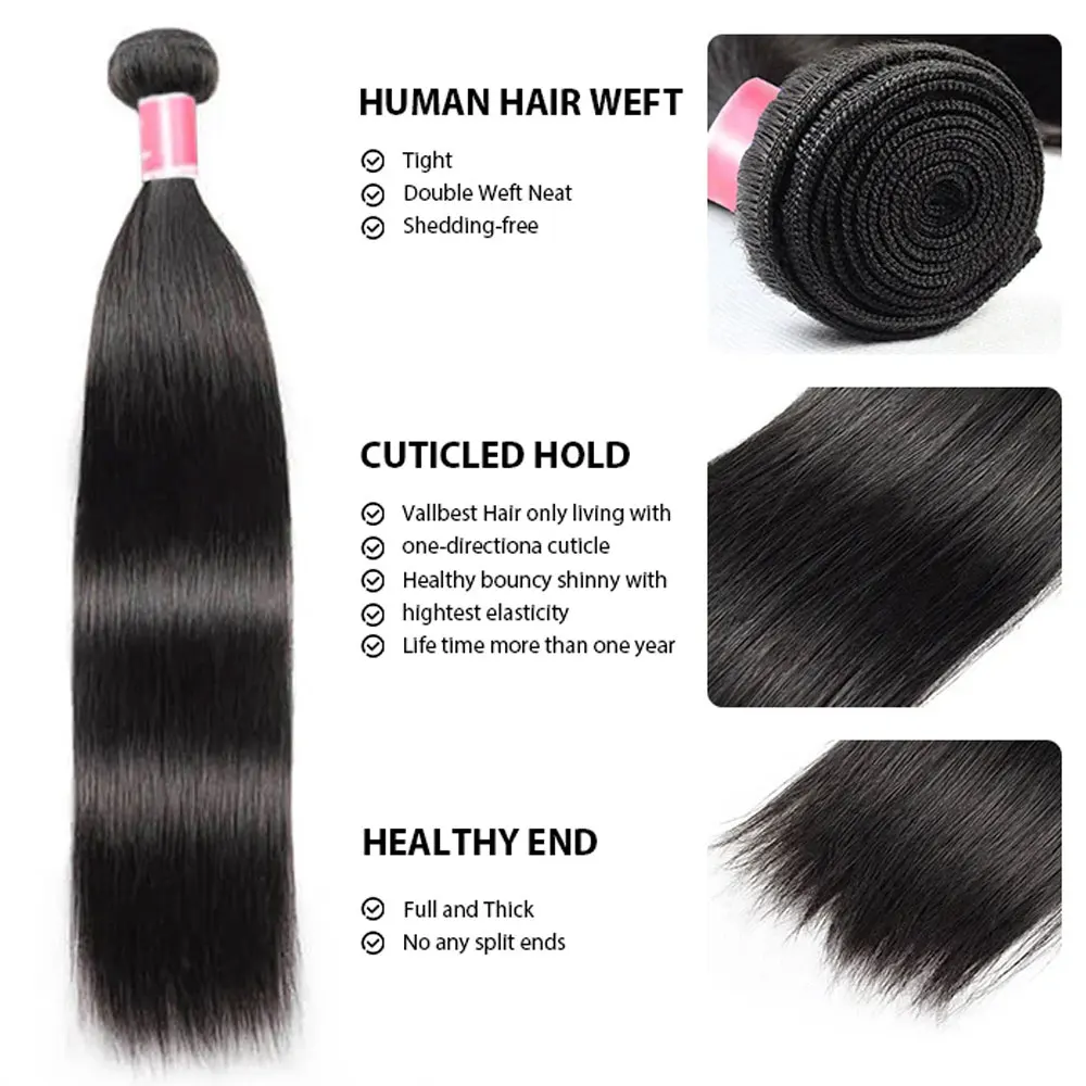 Ofertas de extensiones 1/3/4 cabello liso largo brasileño 100% extensiones de cabello humano virgen sin procesar Color negro Natural 14-32 pulgadas