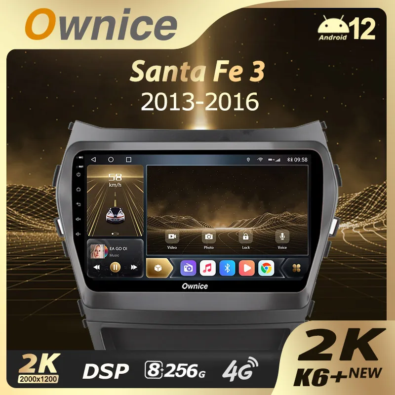 

Ownice K6+ 2K for Hyundai Santa Fe 3 2013 - 2016 Android 12.0 Car Radio Stereo 4G LTE 360 2din Auto Audio System 8G+256G SPDIF