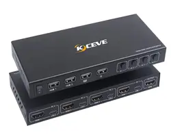 Przełącznik KVM es 4 Port 4K @ 60Hz udostępnianie 1 monitory 4 komputery przełącznik KVM klawiatura HDMI adaptacyjne przełączanie klawiszy skrótów EDID/HDCP