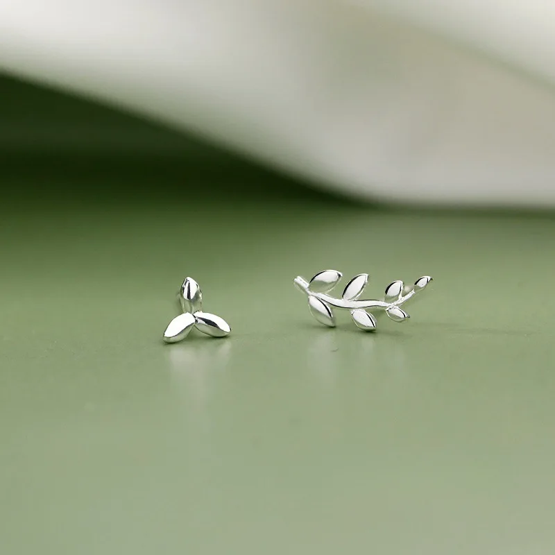 925 Sterling Silver Leaf Stud Earrings For Woman Wedding Piercing Luxury Jewelry Wholesale Accessories Jewellery Argent 925