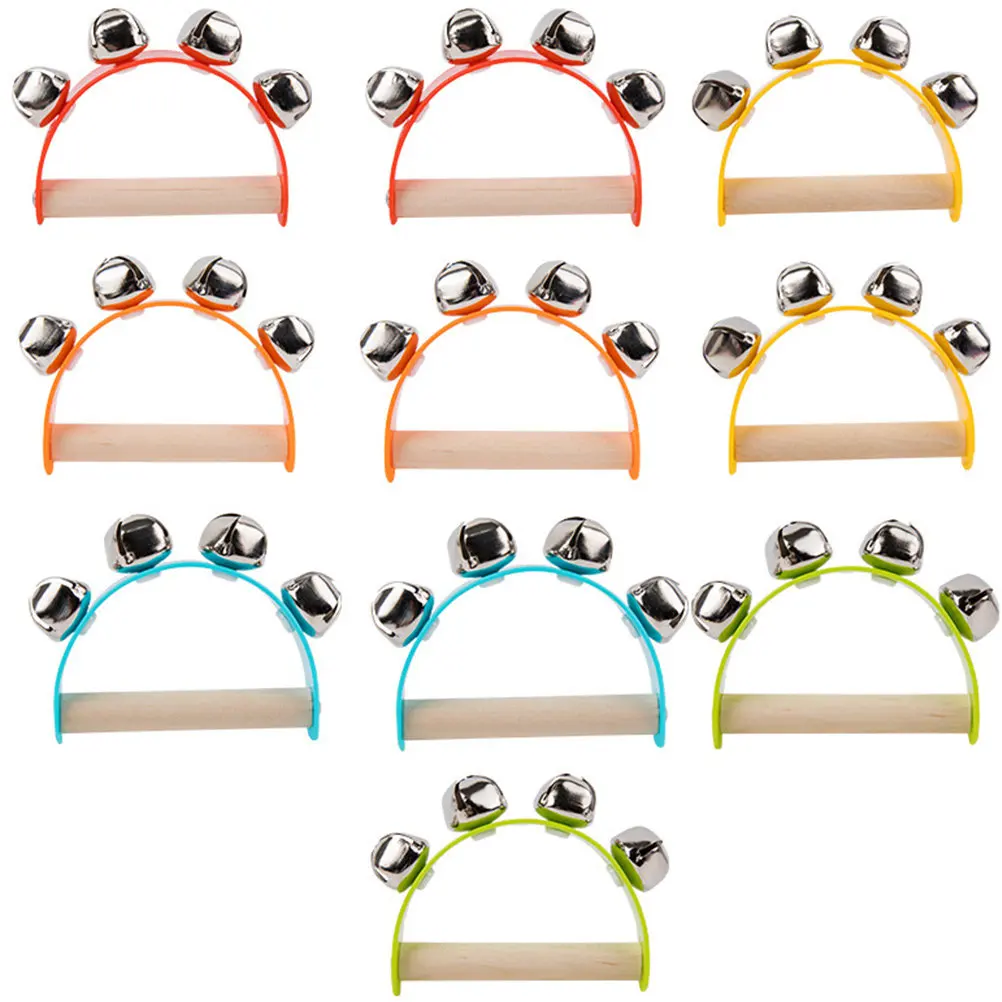 10Pcs Well Crafted Wooden Tambourine Musical Instrument for Kids Rhythm Sensing Early Learning Portable Party Handbell Accessory