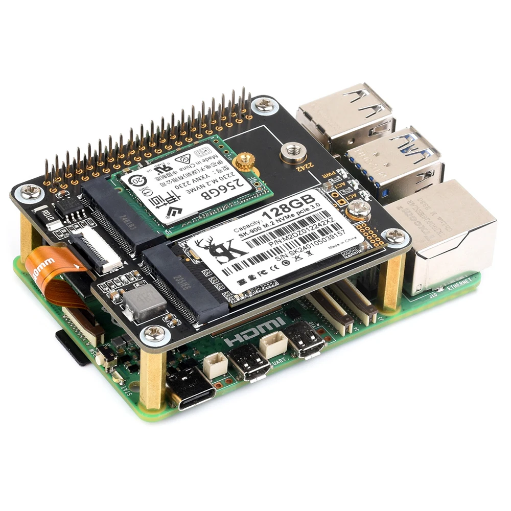 Imagem -05 - Raspberry Pi5 Pcie para M.2 Nvme 2ch 2230 2242 Ssd Duplo Suporta Gen2 e Gen3 Alta Velocidade