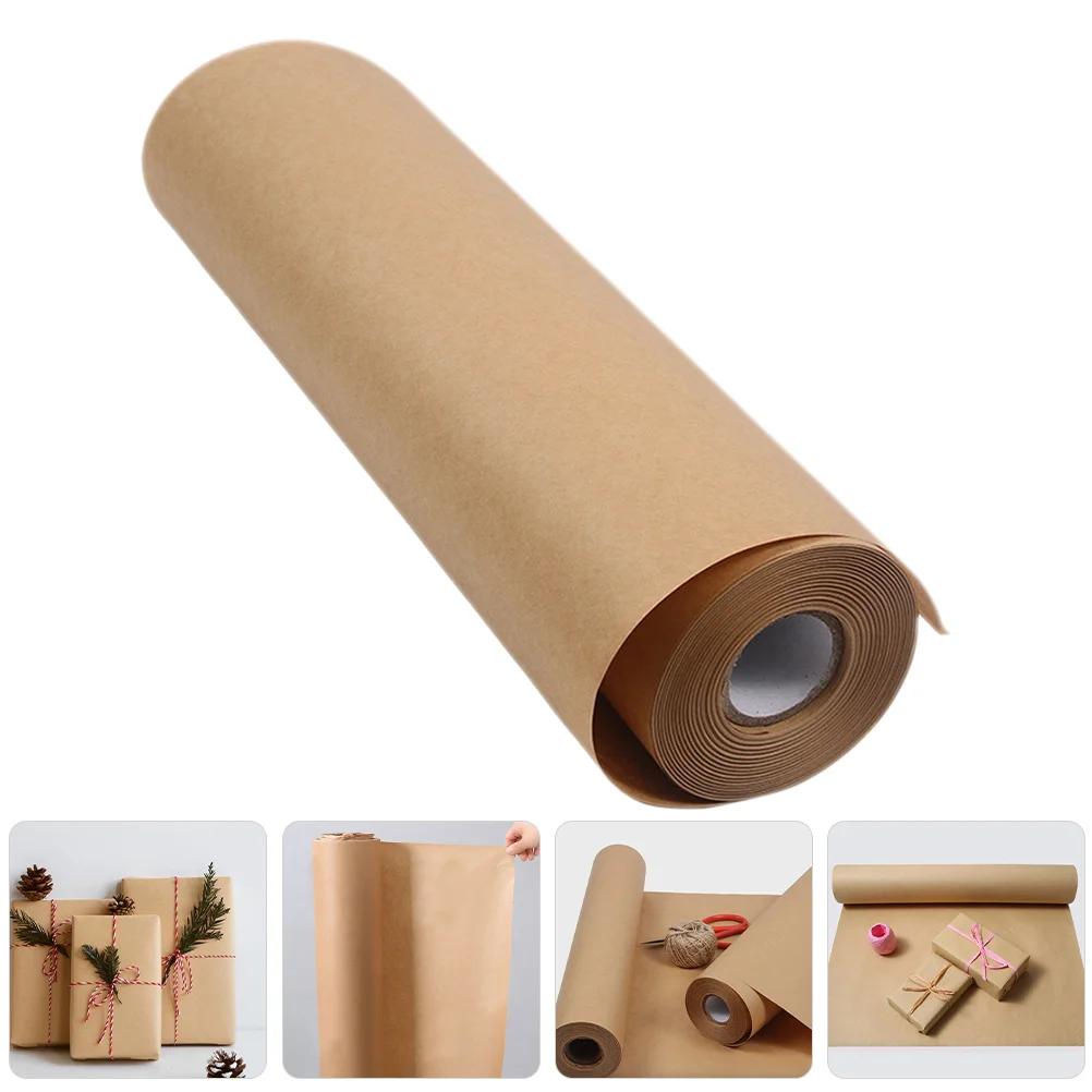 

1 Roll Natural Brown Kraft Paper Roll Wood Pulp Wrapping Paper for Gift Wrap Flower Packaging Gift Wrapping Material