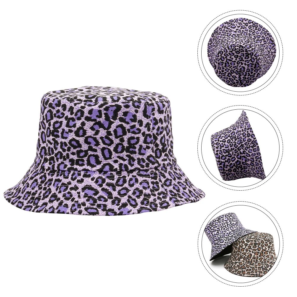 

Leopard Print Sun Shade Double Sided Bucket Fisherman Fashion Windproof Breathable Comfortable Soft Women Summer Sun Protection