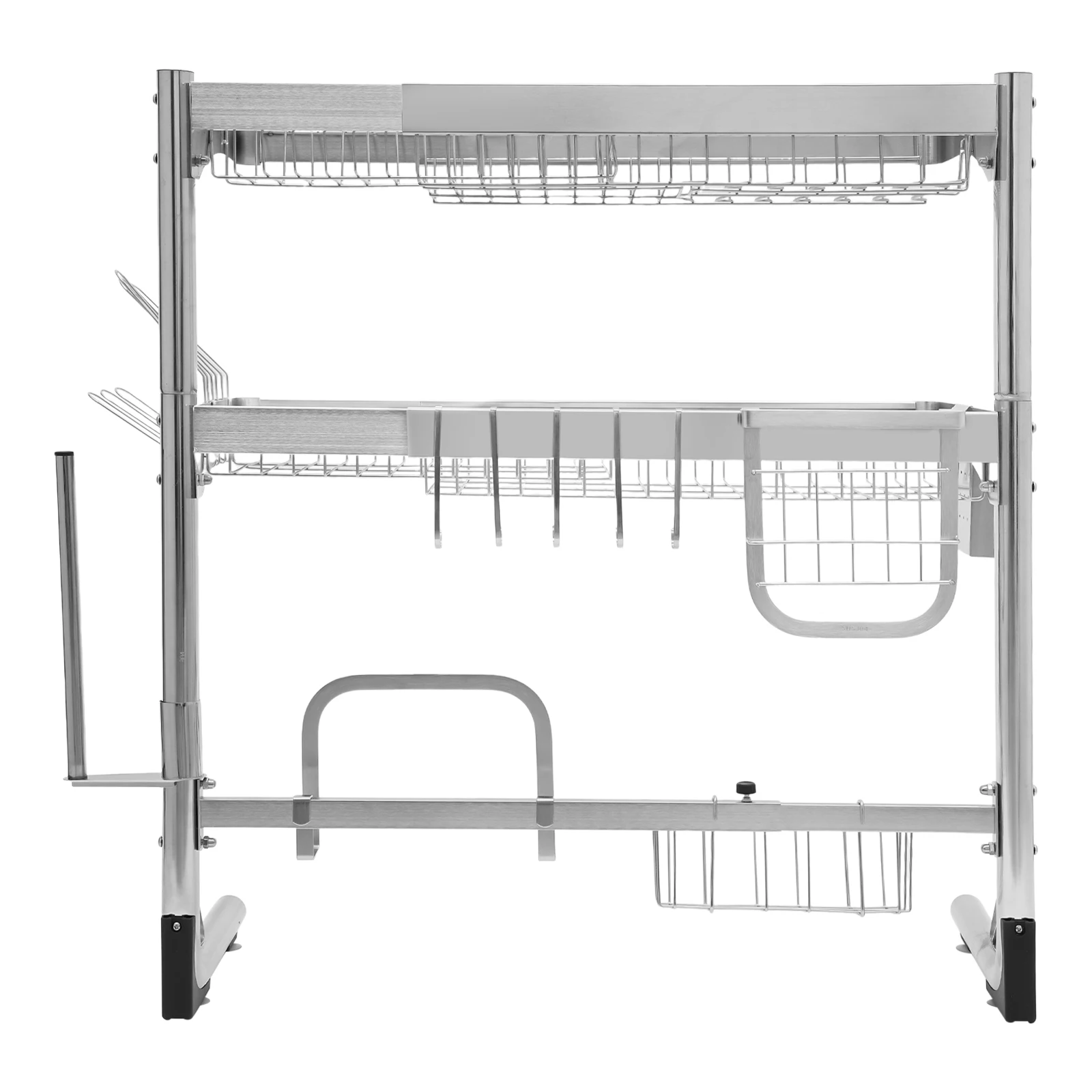 2 الطبقة تجفيف الأطباق 304 الفولاذ المقاوم للصدأ سعة كبيرة مع عود قفص حامل الكأس سلة قطع مجلس حامل حامل سكاكين