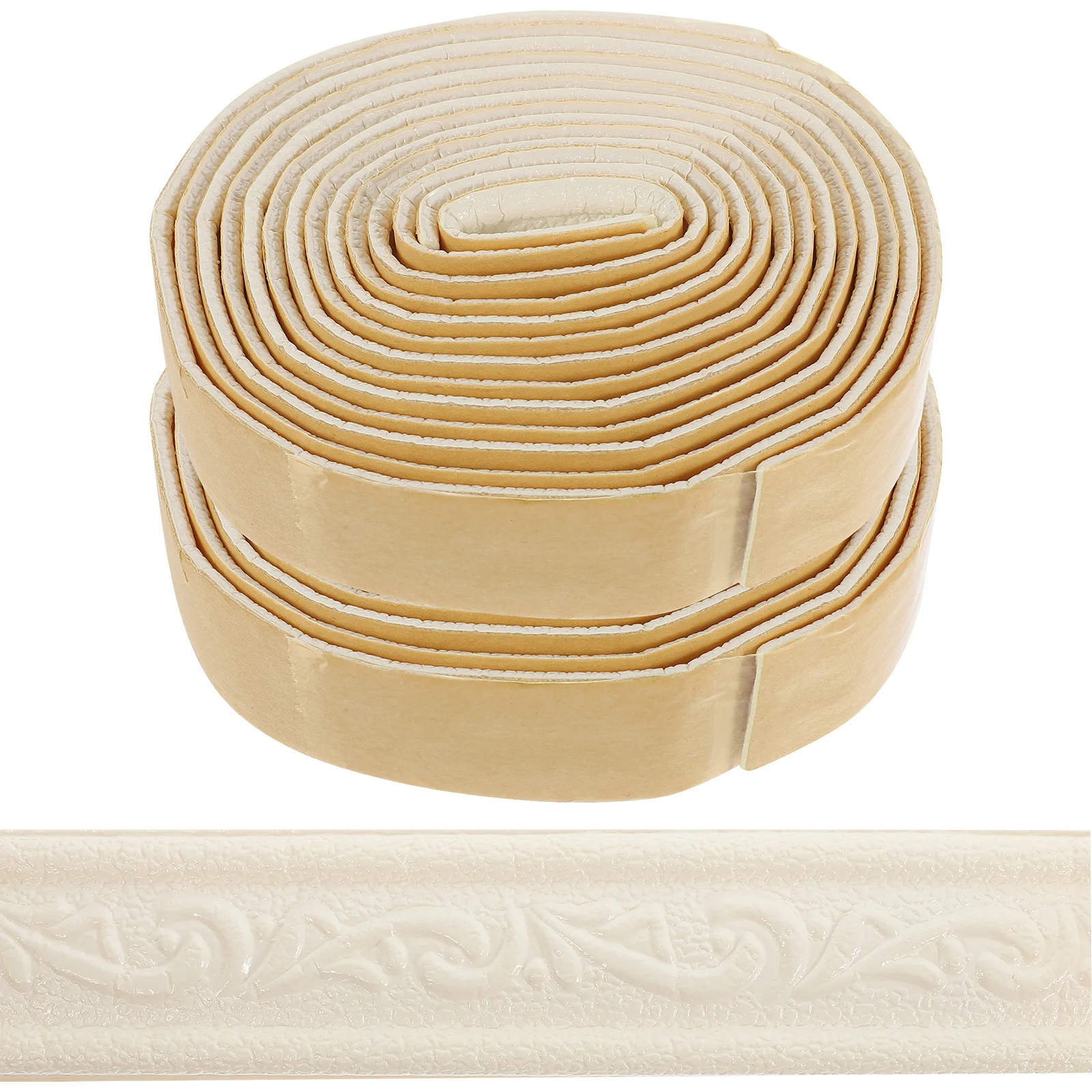 2 Gulungan Lis Sudut Dinding Fleksibel Perekat 3D Embossed Foam Molding Trim untuk Rumah Kamar Mandi Ruang Tamu Tempel dan Tempelkan di Dinding