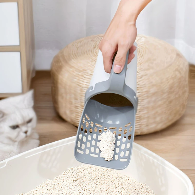Cat Litter Shovel with Storage Bucket Pet Cat Supplies Filter Clean Toilet Garbage Picker Litter Box Cleaning Tools