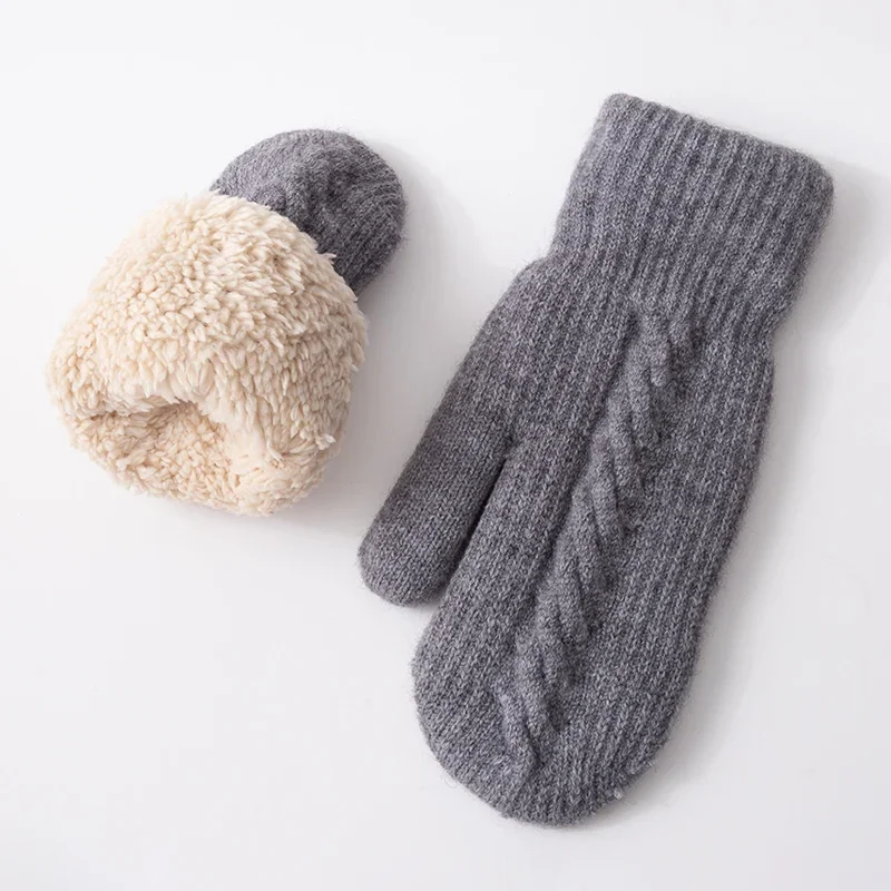 Winter Women Knit Mittens Soft Thermal Hand Warmers Cozy Fleece-Lined Warm Gloves Cold Weather Knit Gloves for Outdoor Wear